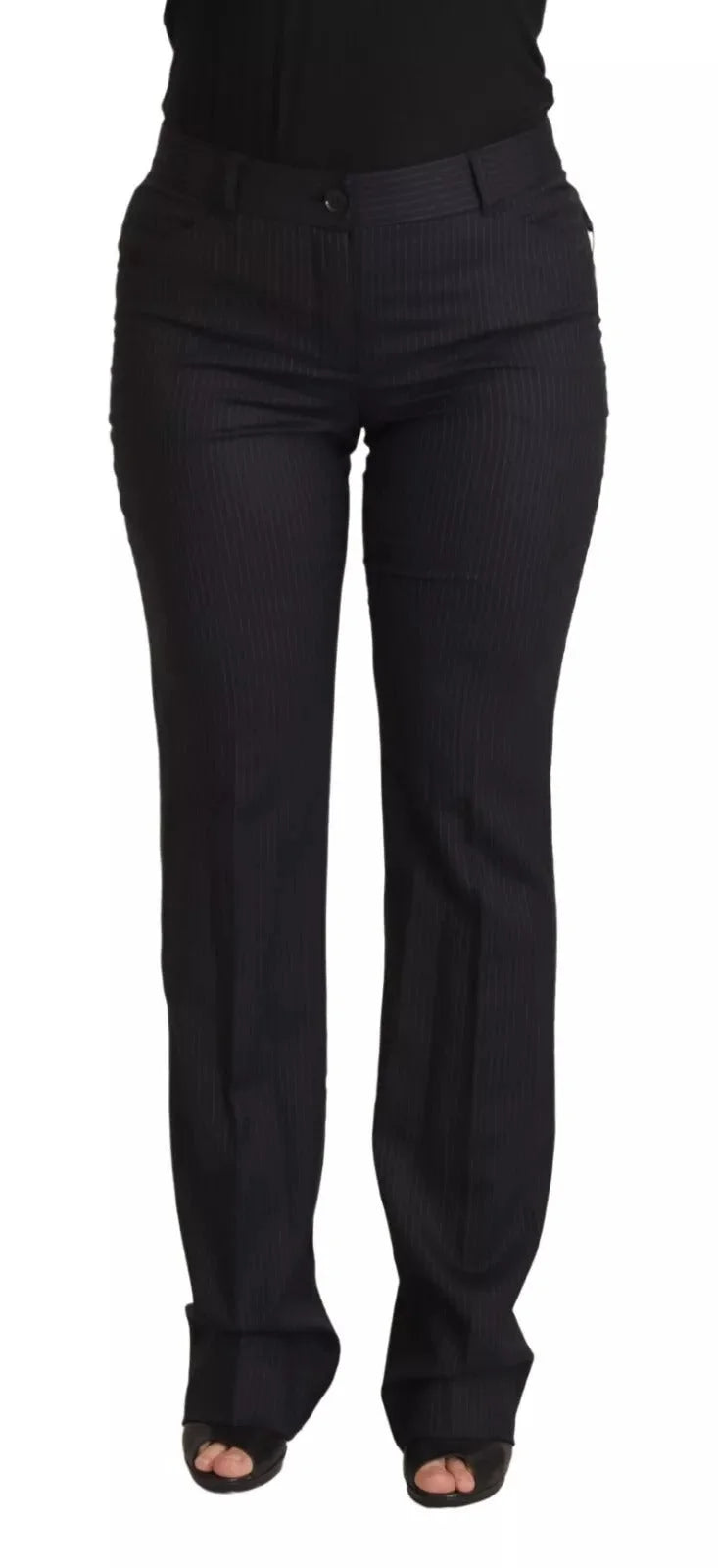 Dolce & Gabbana Black Stripes Mid Waist Trouser Pants - IT42|M - Trousers