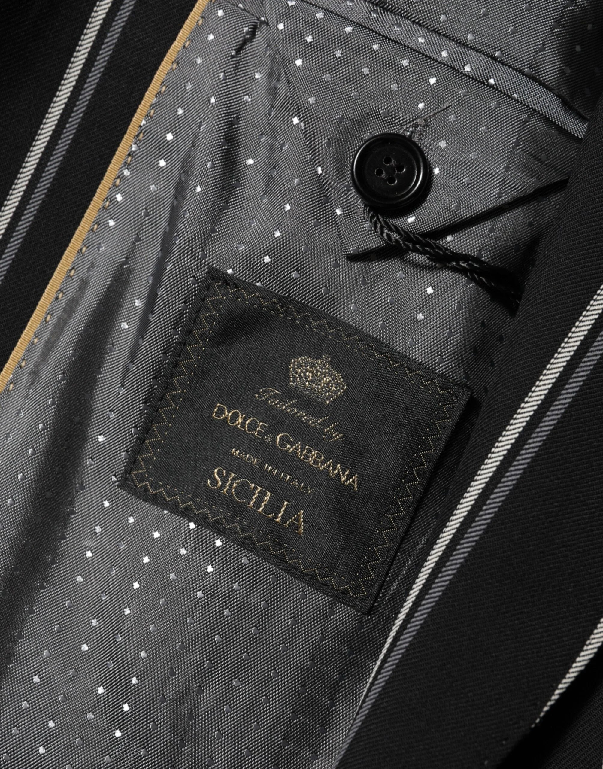 Dolce & Gabbana Black Stripes SICILIA 1 Button Suit Blazer - IT46 | S - Sport Jackets