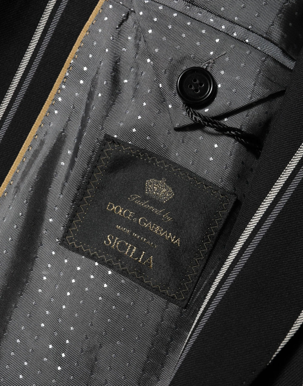 Dolce & Gabbana Black Stripes SICILIA 1 Button Suit Blazer - IT46 | S - Sport Jackets