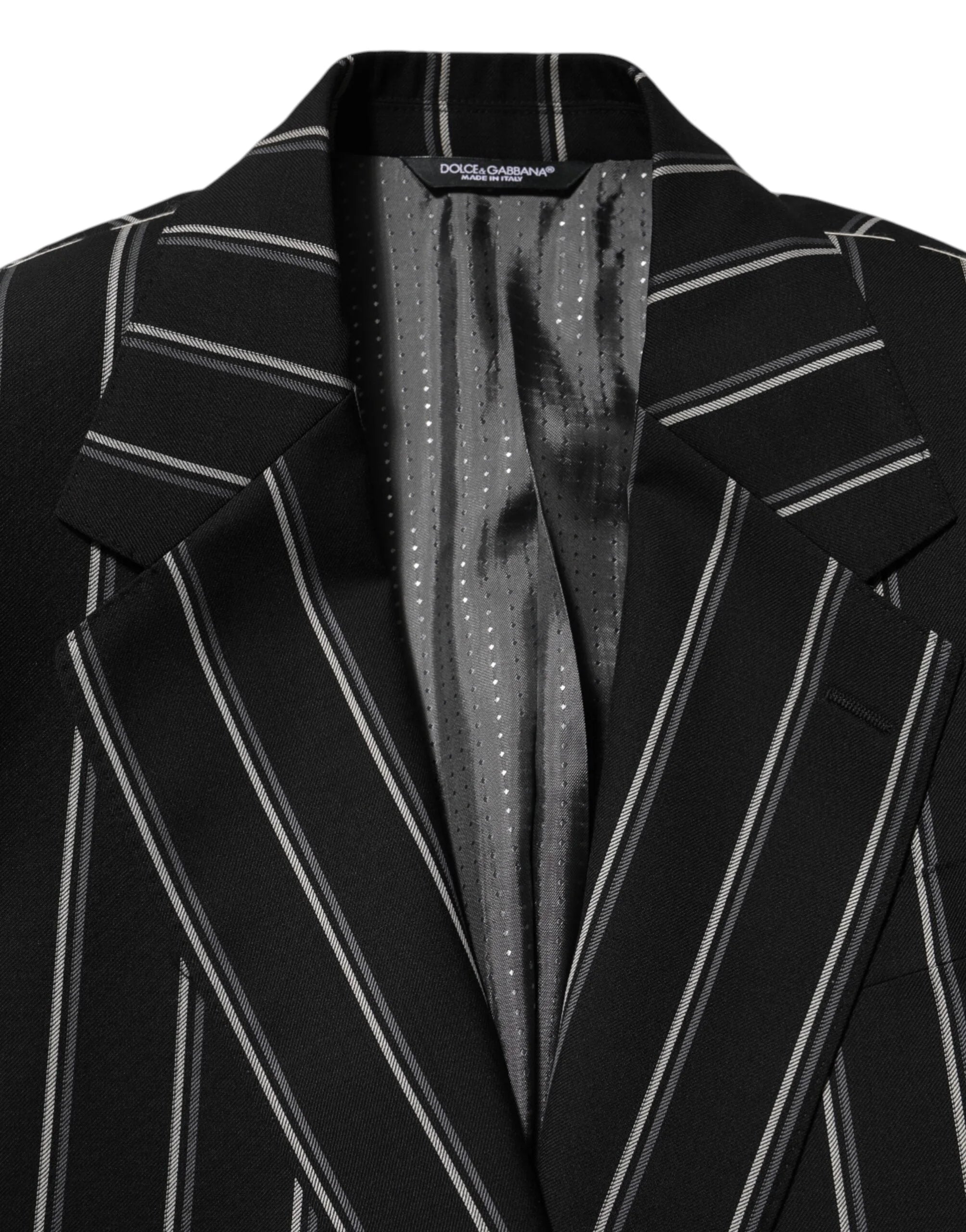 Dolce & Gabbana Black Stripes SICILIA 1 Button Suit Blazer - IT46 | S - Sport Jackets
