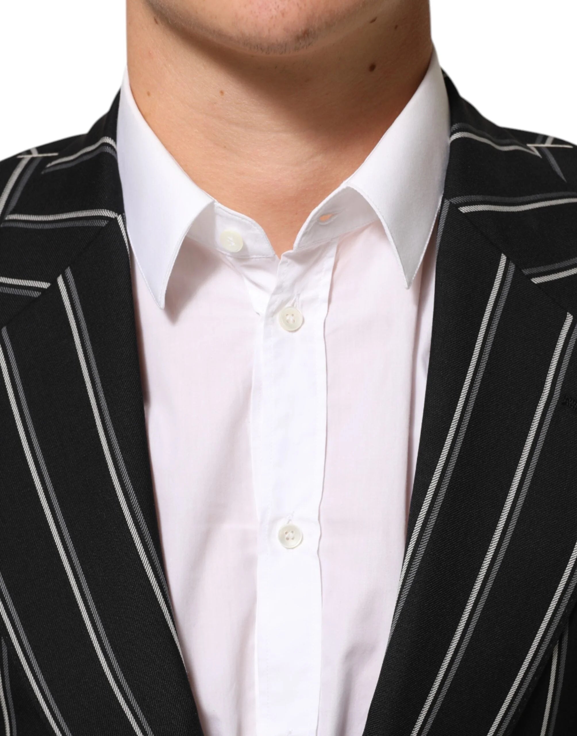 Dolce & Gabbana Black Stripes SICILIA 1 Button Suit Blazer - IT46 | S - Sport Jackets