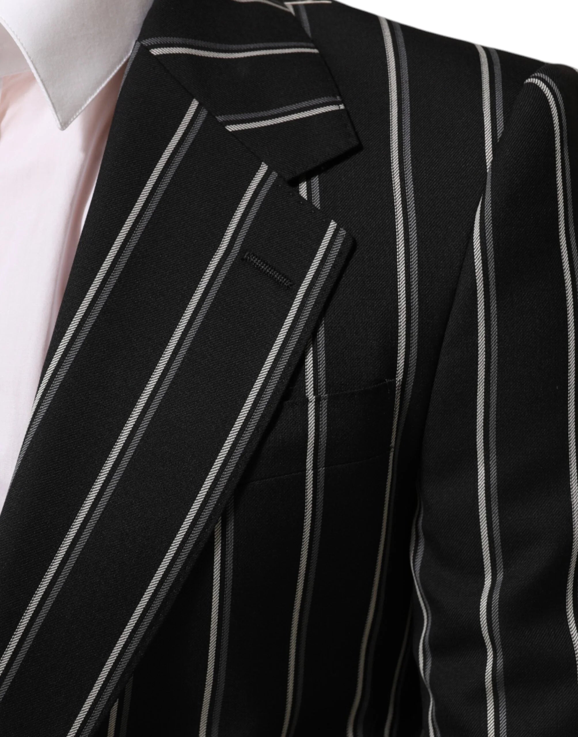 Dolce & Gabbana Black Stripes SICILIA 1 Button Suit Blazer - IT46 | S - Sport Jackets