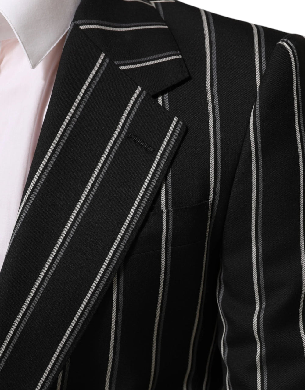 Dolce & Gabbana Black Stripes SICILIA 1 Button Suit Blazer - IT46 | S - Sport Jackets