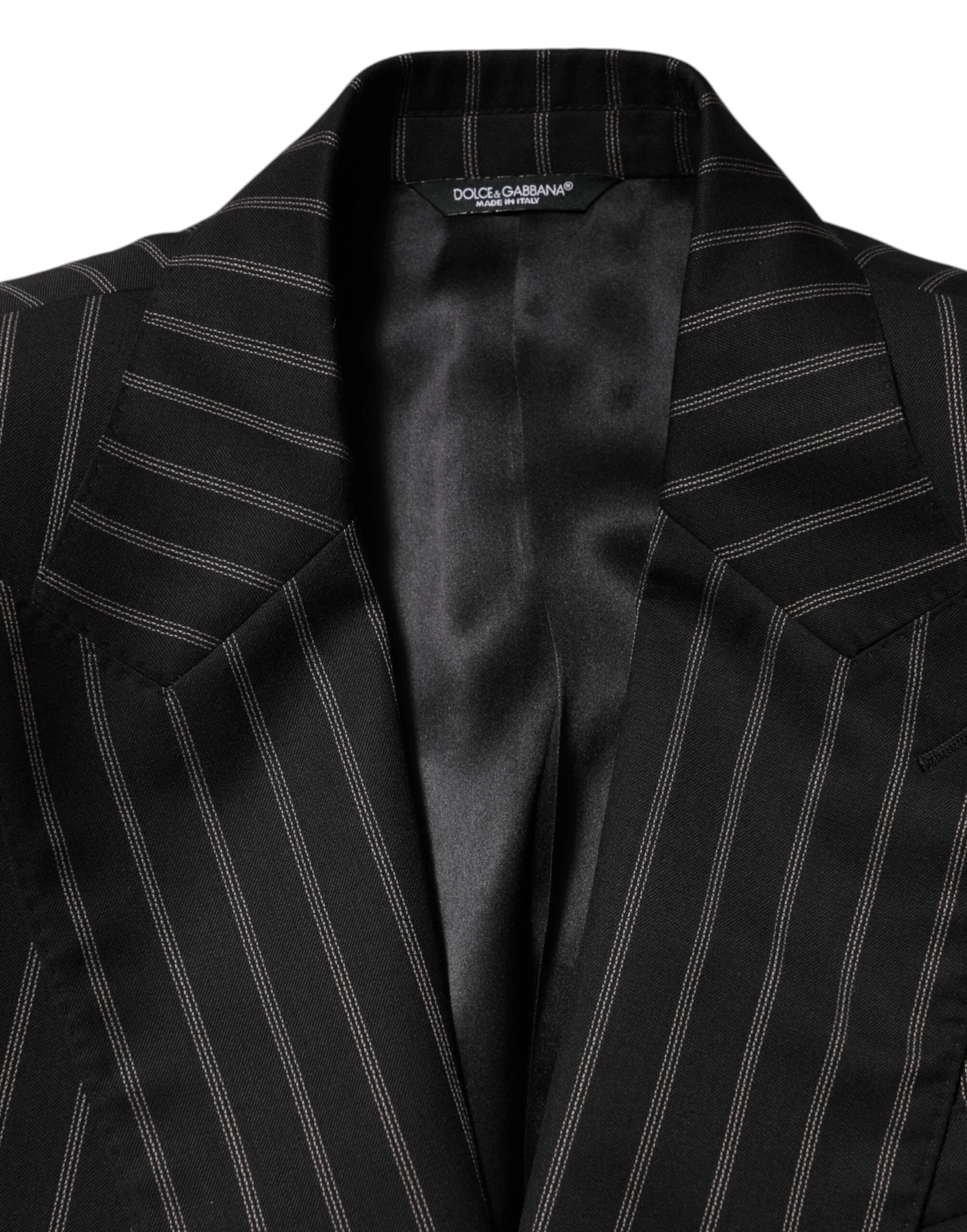 Dolce & Gabbana Black Stripes SICILIA 1 Button Suit Blazer - IT50 | L - Sport Jackets