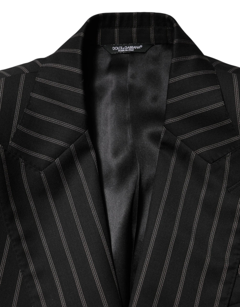 Dolce & Gabbana Black Stripes SICILIA 1 Button Suit Blazer - IT50 | L - Sport Jackets
