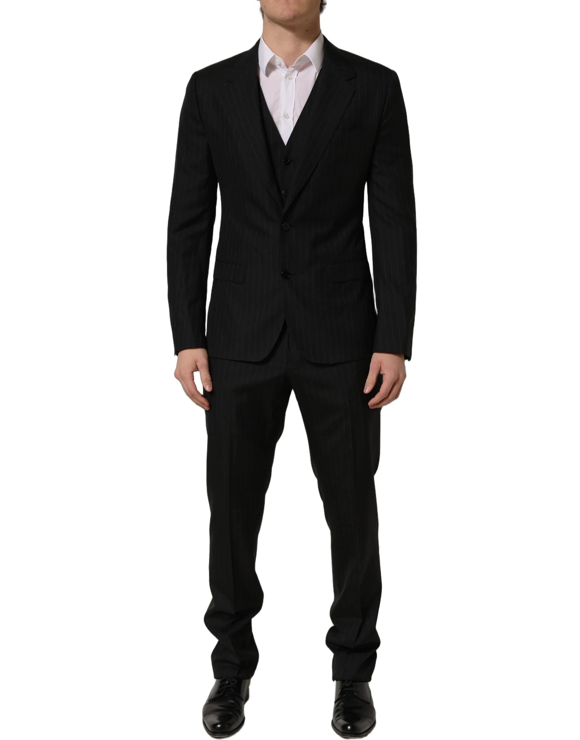 Dolce & Gabbana Black Stripes Slim Fit Formal 3 Piece Suit - IT50 | L