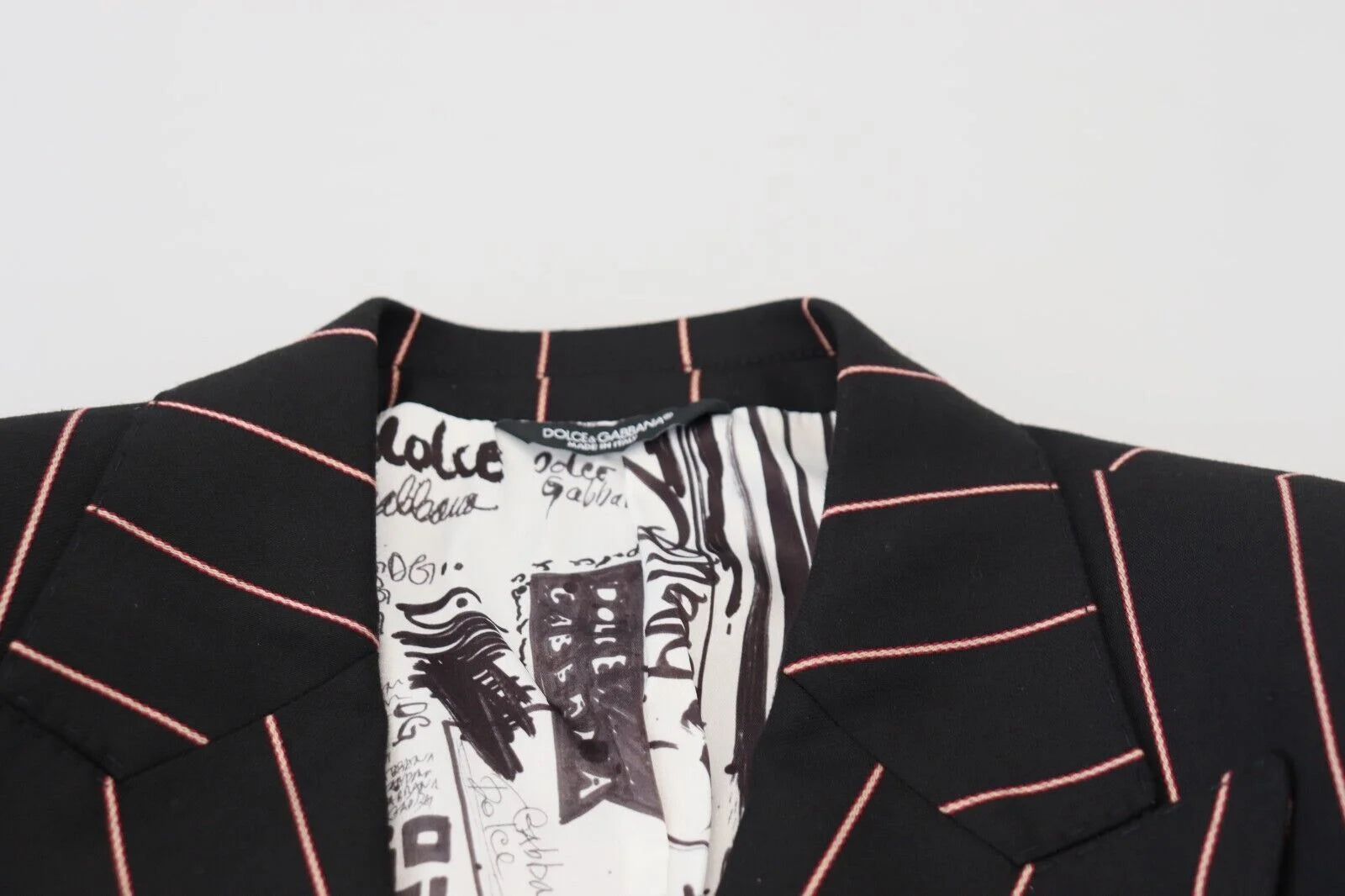 Dolce & Gabbana Black Stripes Viscose Double Breasted Blazer - 48 | M - Sport Jackets