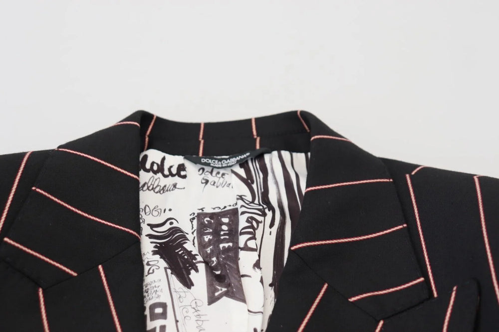 Dolce & Gabbana Black Stripes Viscose Double Breasted Blazer - 48 | M - Sport Jackets