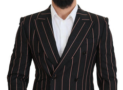 Dolce & Gabbana Black Stripes Viscose Double Breasted Blazer - 48 | M - Sport Jackets