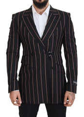 Dolce & Gabbana Black Stripes Viscose Double Breasted Blazer - 48 | M - Sport Jackets