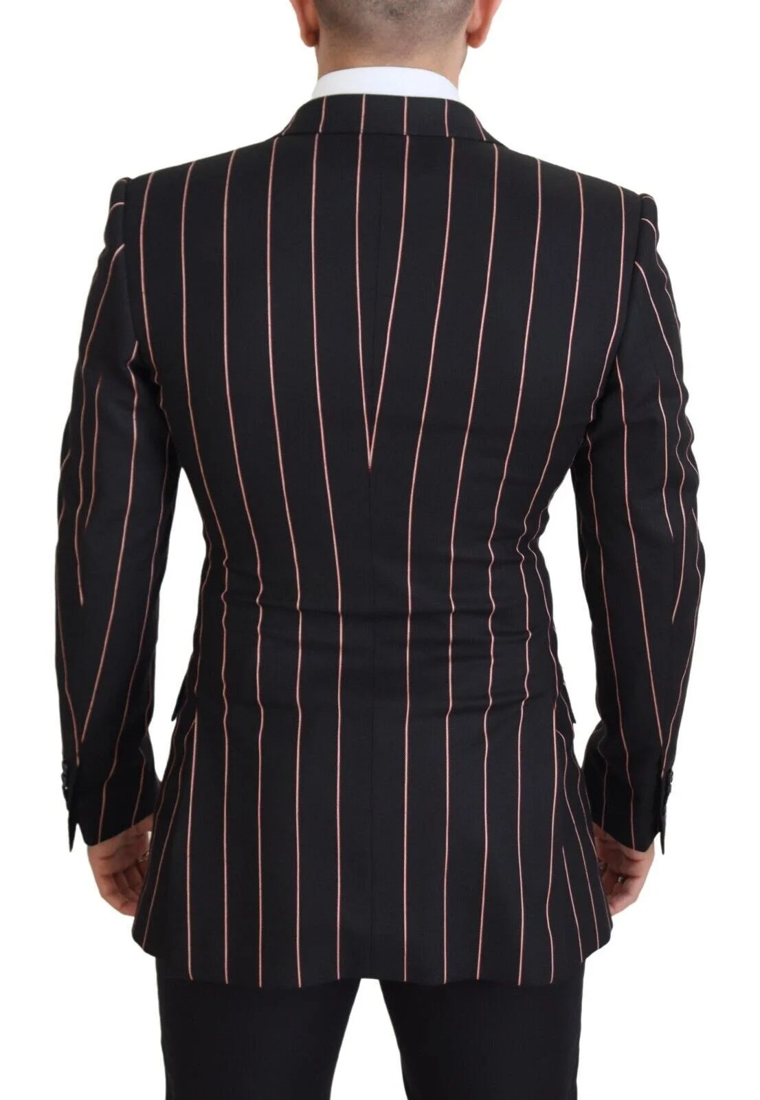 Dolce & Gabbana Black Stripes Viscose Double Breasted Blazer - 48 | M - Sport Jackets