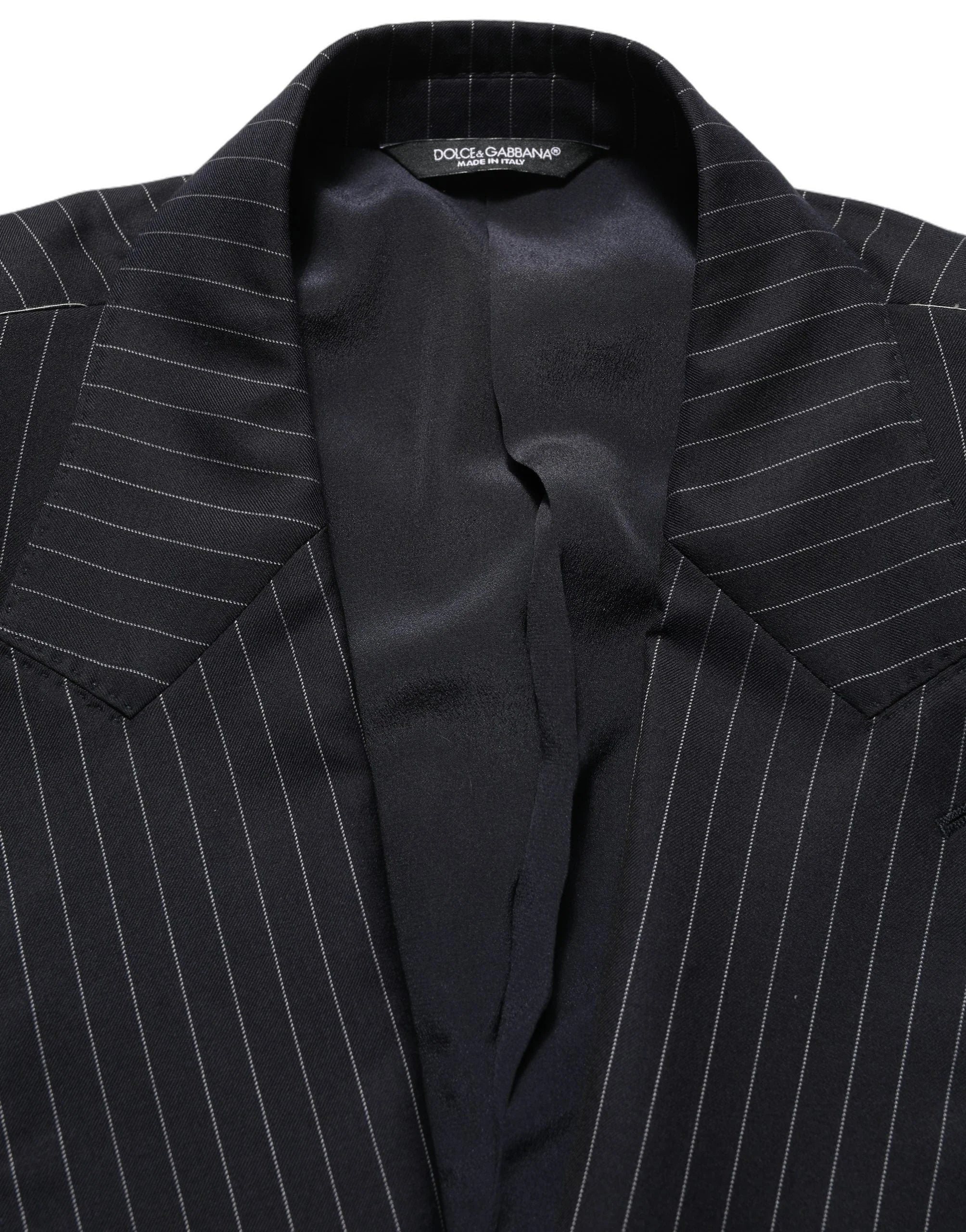 Dolce & Gabbana Black Stripes Wool Double Breasted Jacket - IT50 | L
