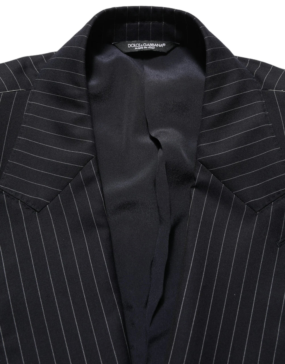 Dolce & Gabbana Black Stripes Wool Double Breasted Jacket - IT50 | L
