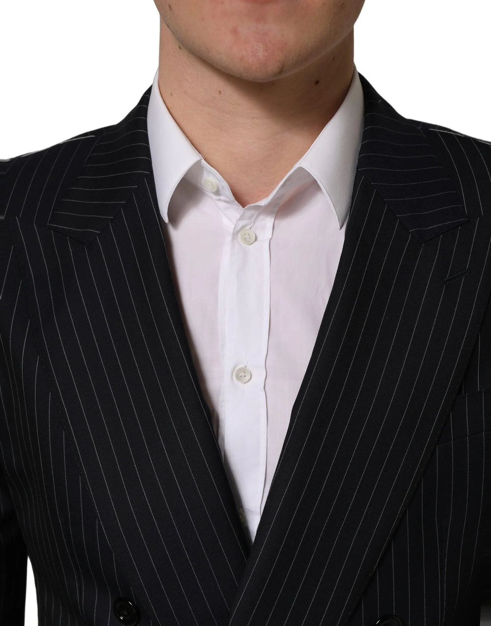 Dolce & Gabbana Black Stripes Wool Double Breasted Jacket - IT50 | L