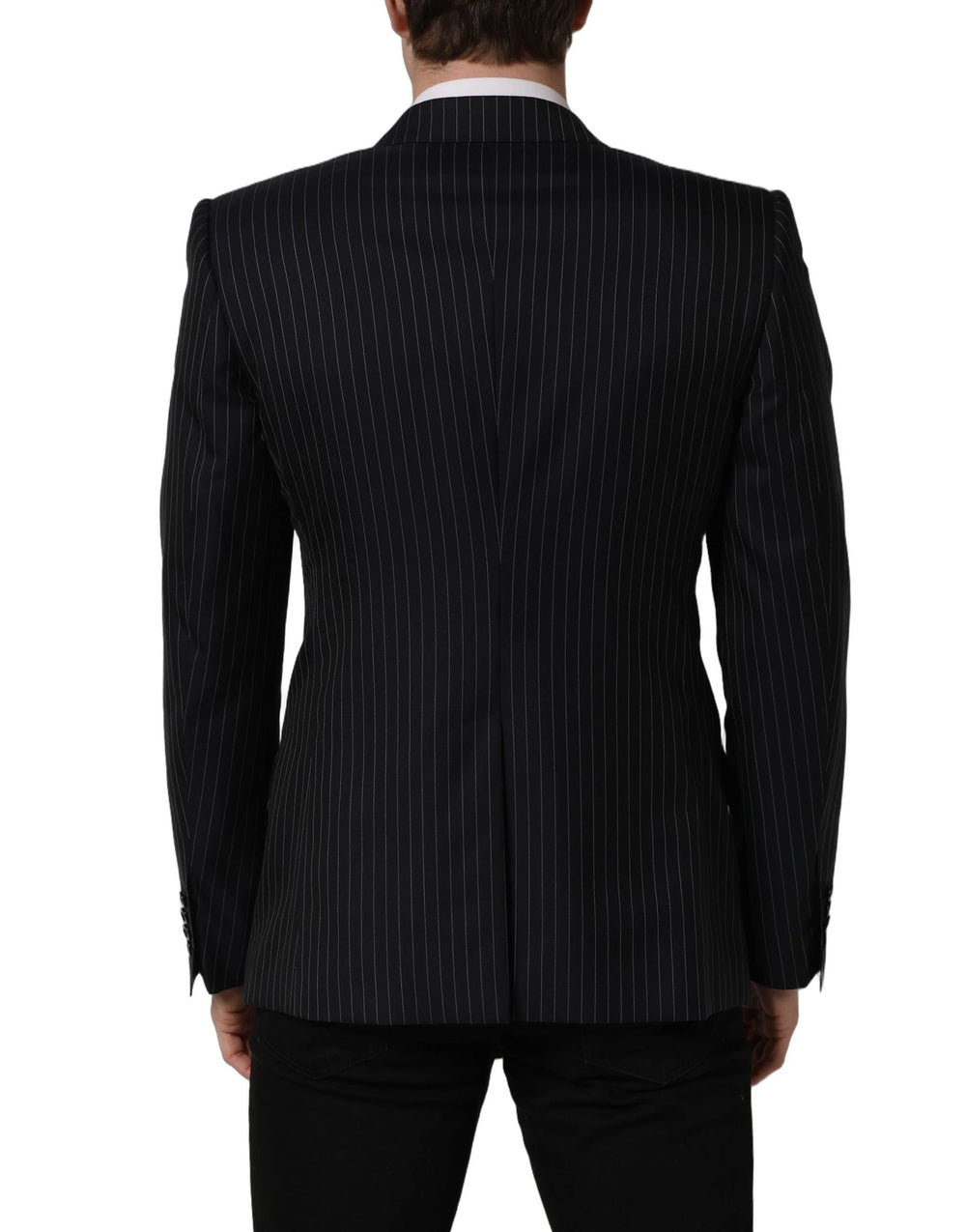 Dolce & Gabbana Black Stripes Wool Double Breasted Jacket - IT50 | L
