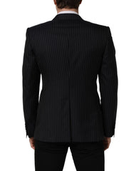 Dolce & Gabbana Black Stripes Wool Double Breasted Jacket - IT50 | L
