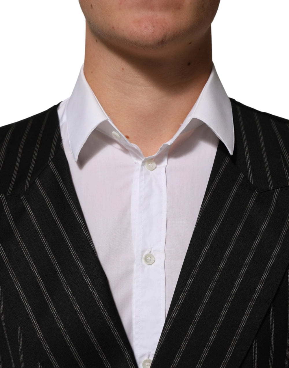 Dolce & Gabbana Black Stripes Wool Dress Men Waistcoat Vest - IT50 | L