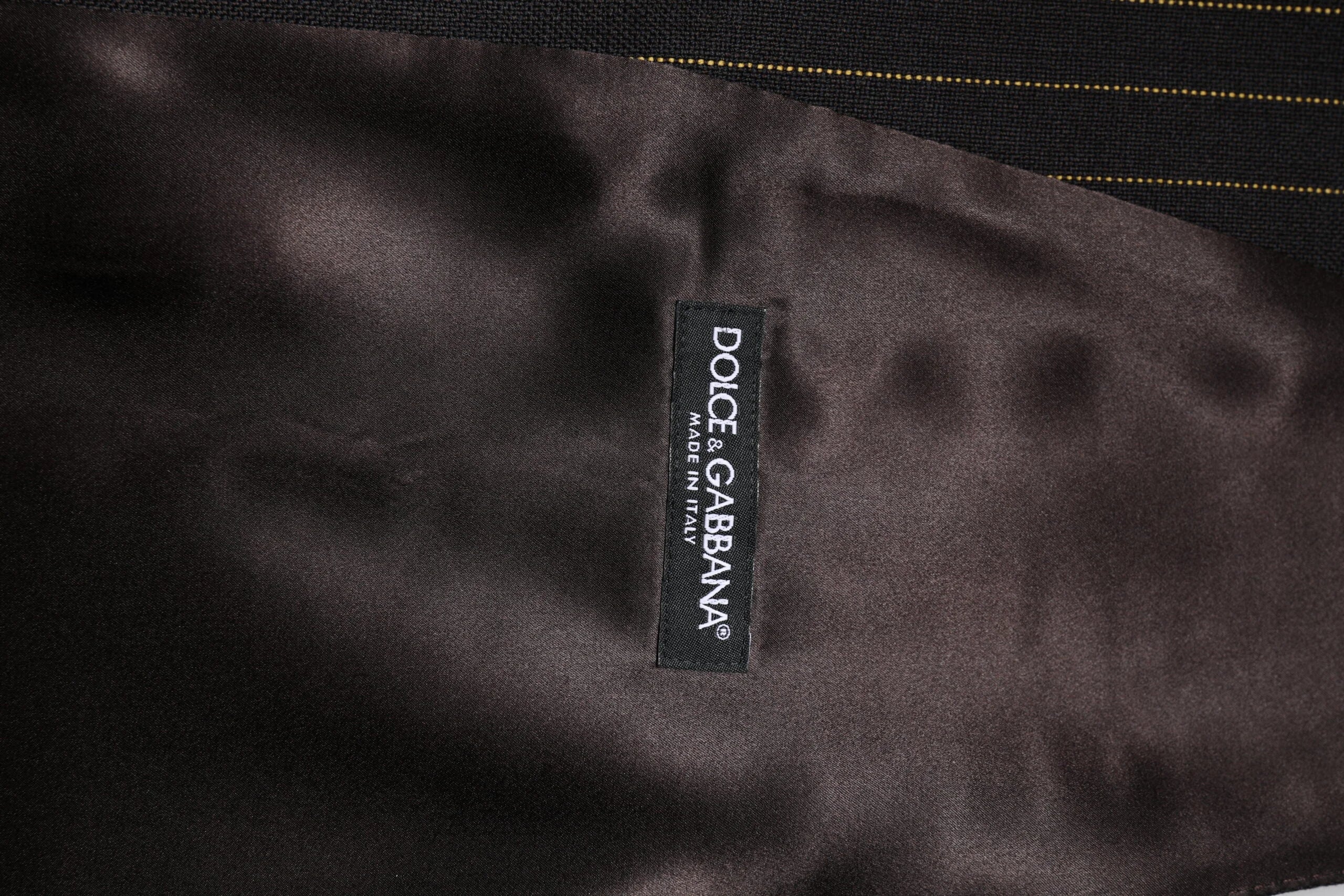 Dolce & Gabbana Black Stripes Wool Formal Men Waistcoat Vest - IT48 | M - Vests