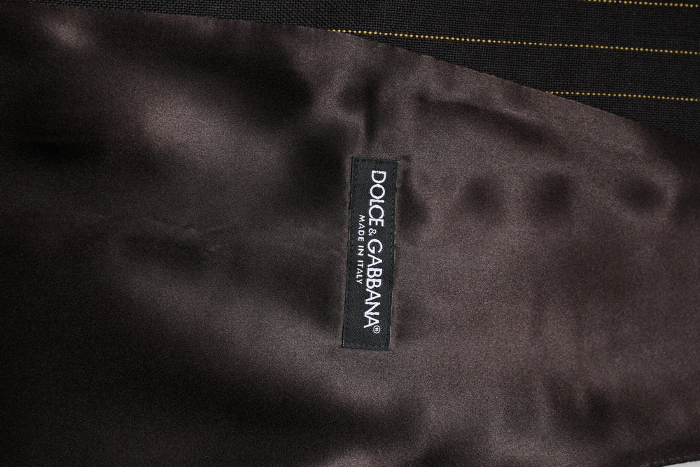 Dolce & Gabbana Black Stripes Wool Formal Men Waistcoat Vest - IT48 | M - Vests