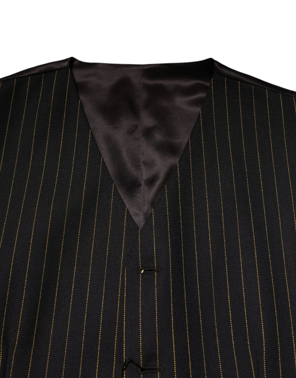 Dolce & Gabbana Black Stripes Wool Formal Men Waistcoat Vest - IT48 | M - Vests