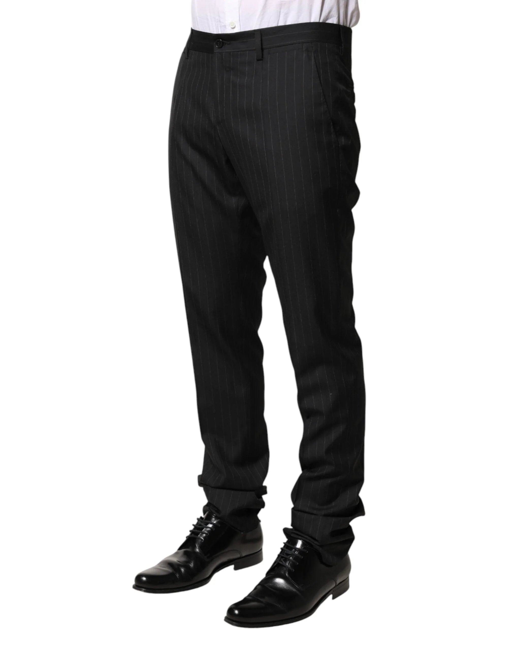Dolce & Gabbana Black Stripes Wool Men Dress Trousers Pants - IT46 | S