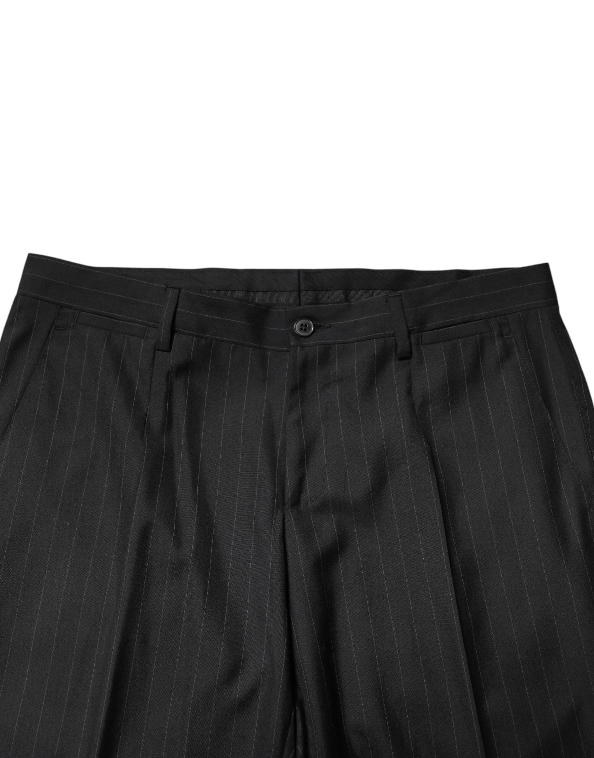Dolce & Gabbana Black Stripes Wool Men Dress Trousers Pants - IT46 | S