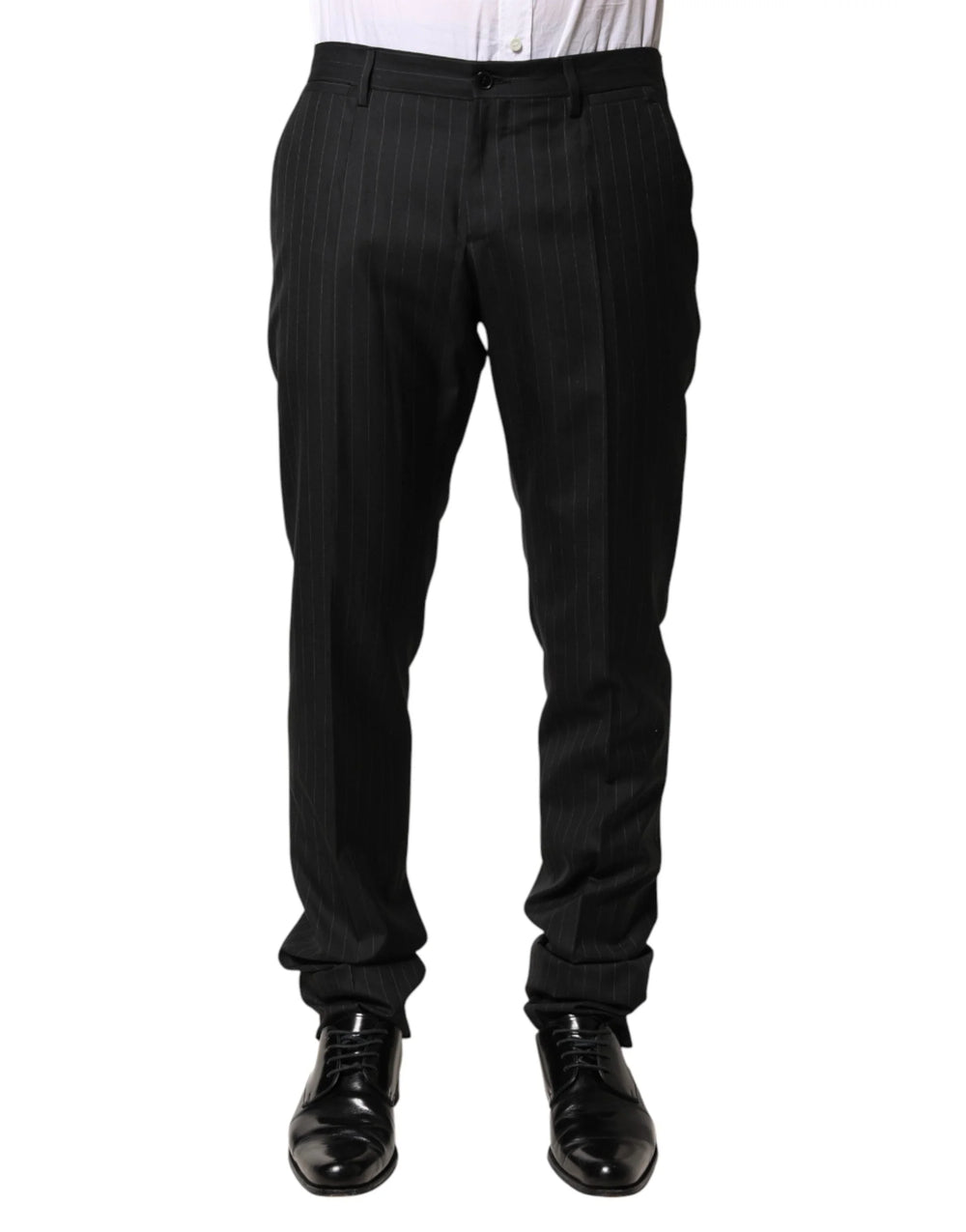 Dolce & Gabbana Black Stripes Wool Men Dress Trousers Pants - IT46 | S