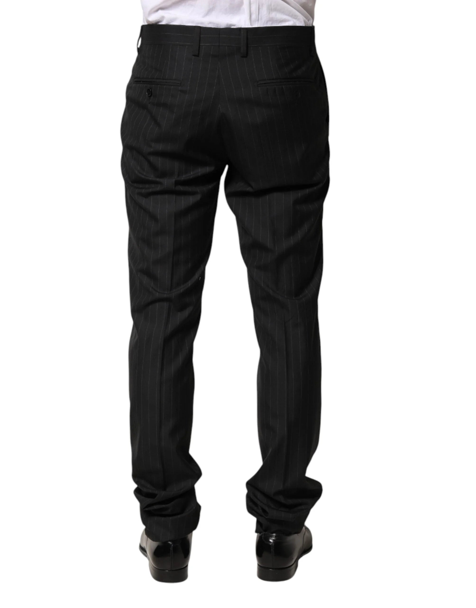 Dolce & Gabbana Black Stripes Wool Men Dress Trousers Pants - IT46 | S