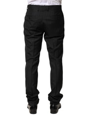 Dolce & Gabbana Black Stripes Wool Men Dress Trousers Pants - IT46 | S