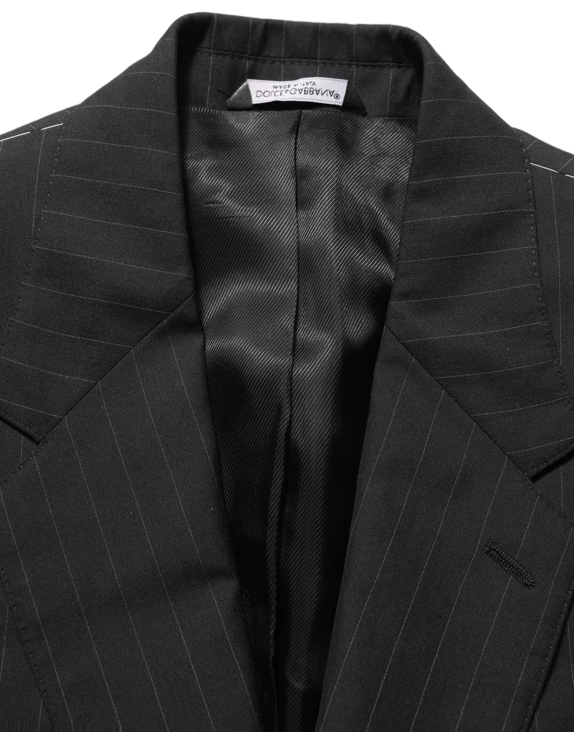 Dolce & Gabbana Black Stripes Wool Single Breasted Blazer