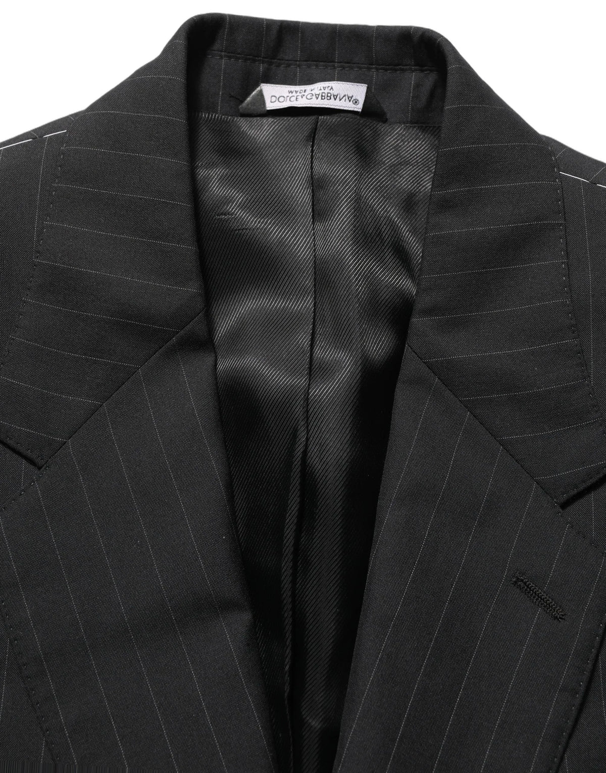 Dolce & Gabbana Black Stripes Wool Single Breasted Blazer