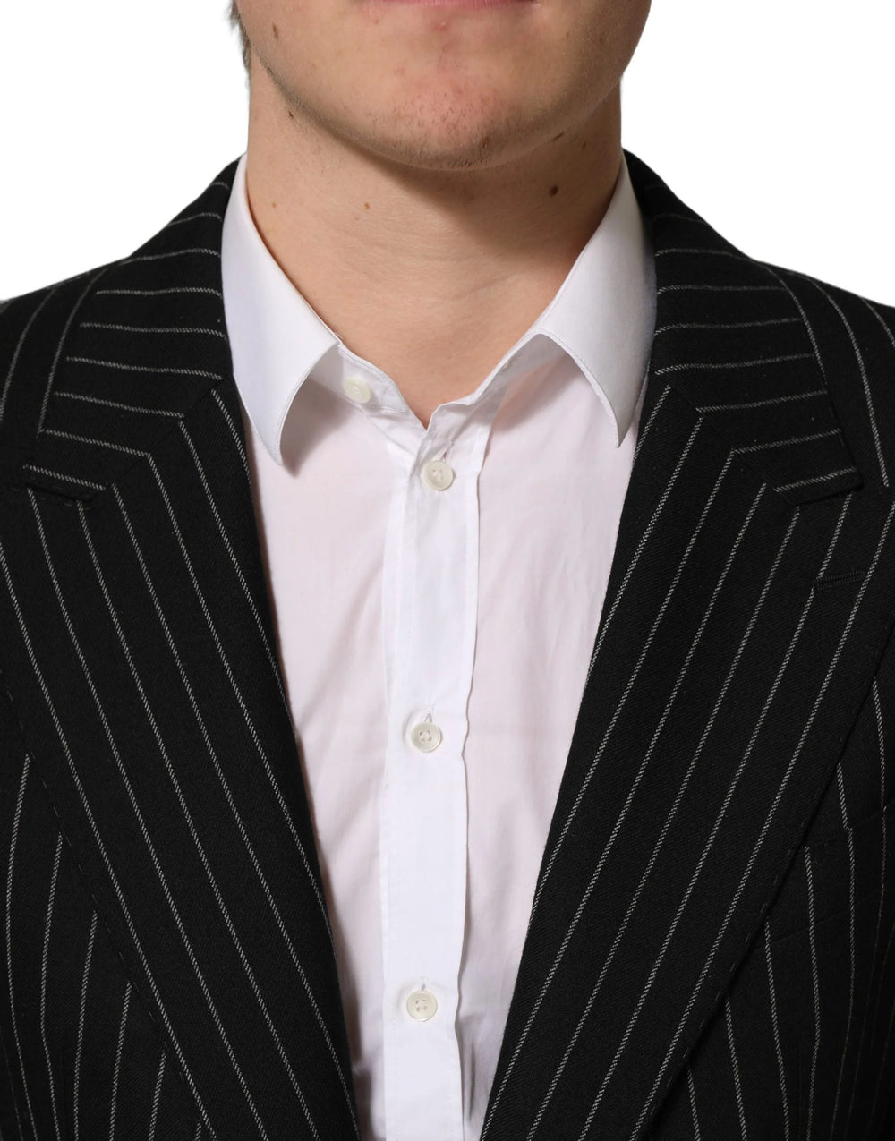 Dolce & Gabbana Black Stripes Wool Single Breasted Blazer - IT54 | XL