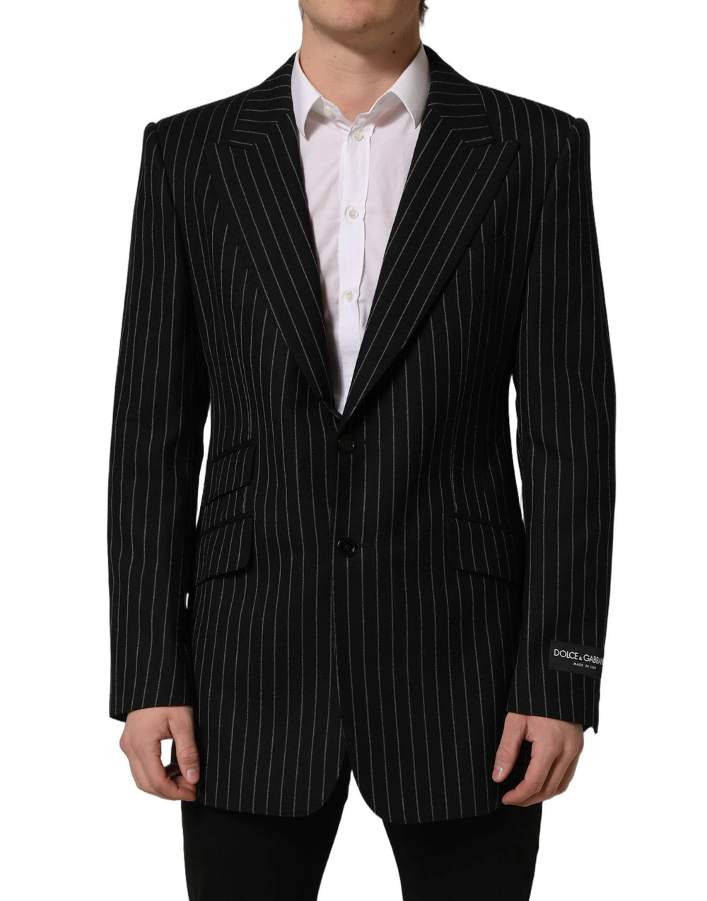 Dolce & Gabbana Black Stripes Wool Single Breasted Blazer - IT54 | XL