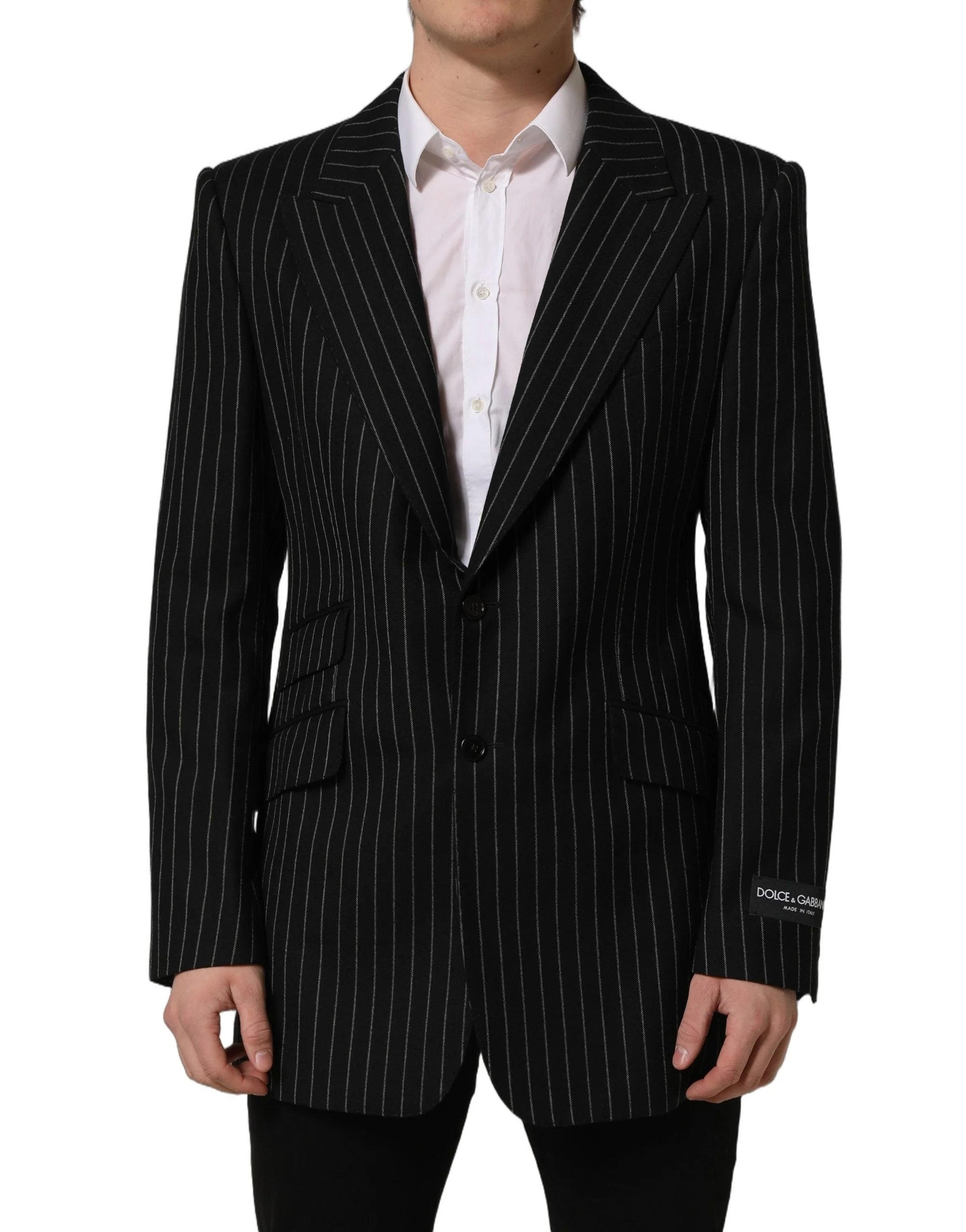 Dolce & Gabbana Black Stripes Wool Single Breasted Blazer - IT54 | XL