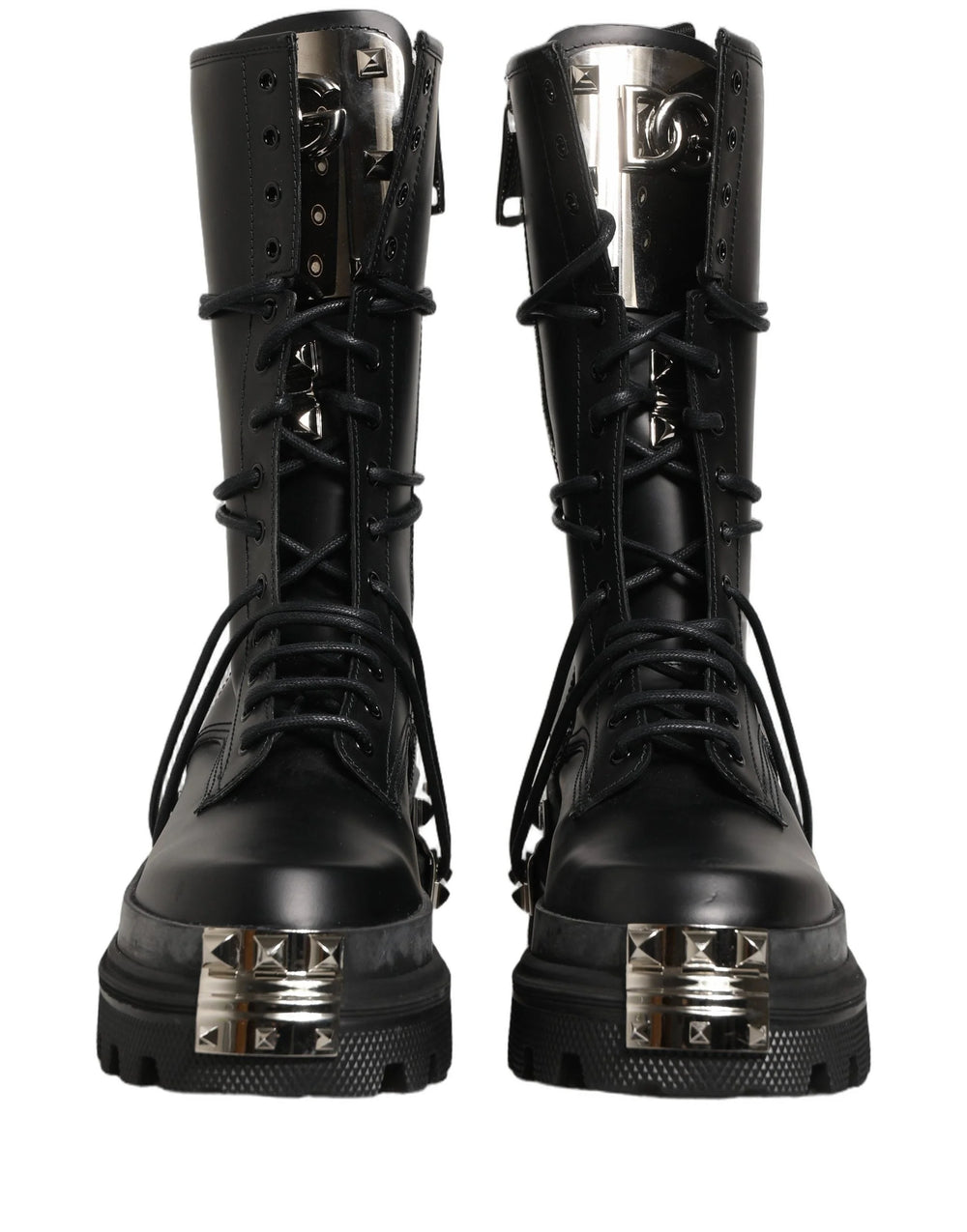 Dolce & Gabbana Sorte Støvler med Nitter Platform Combat Høje Sko - EU44/US11