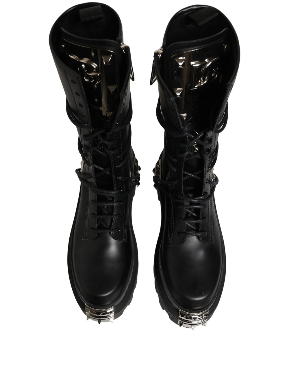 Dolce & Gabbana Sorte Støvler med Nitter Platform Combat Høje Sko - EU44/US11