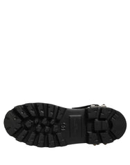 Dolce & Gabbana Sorte Nitted Platform Combat Høje Støvler Sko - EU44/US11