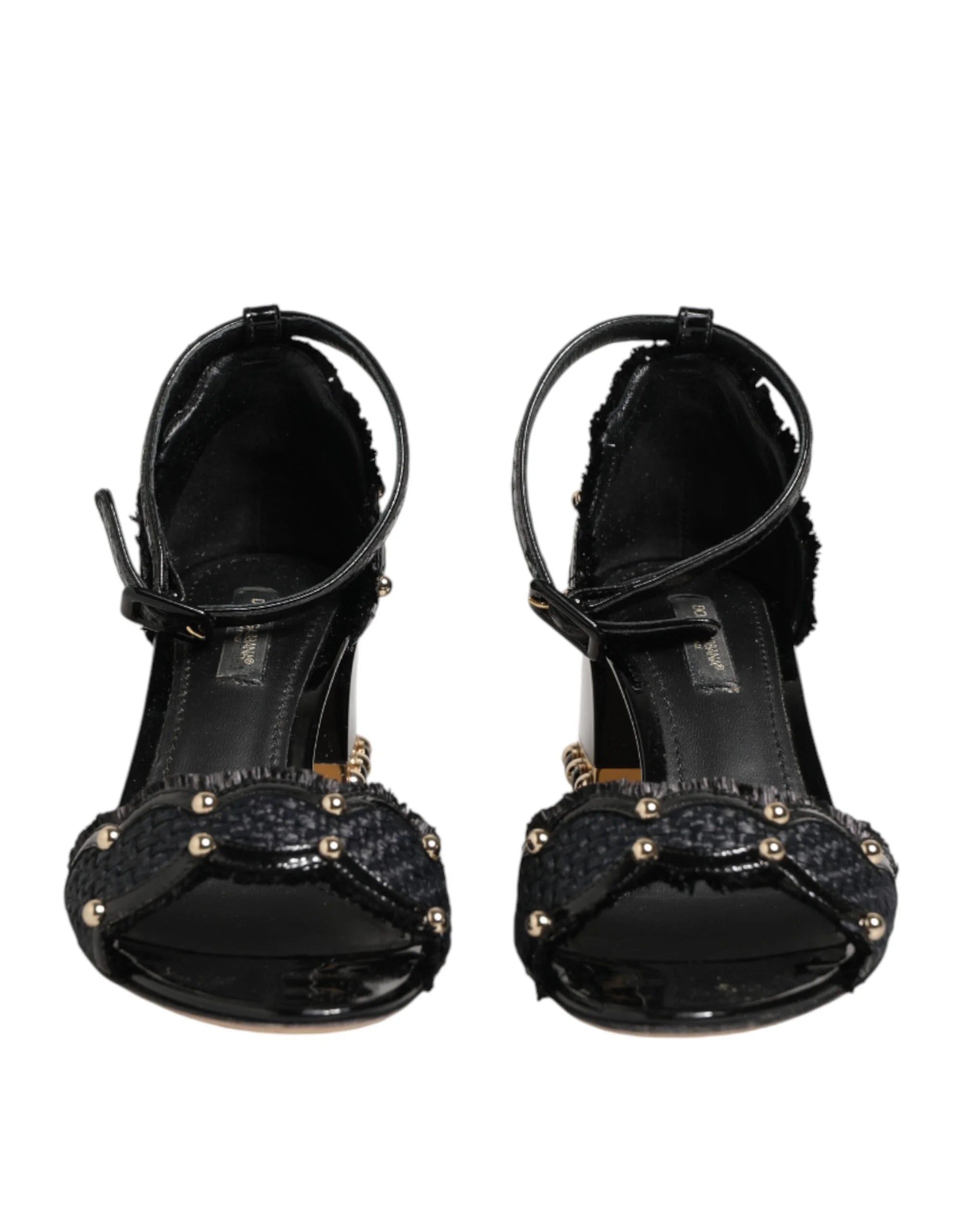 Dolce & Gabbana Black Studded Ankle Strap Sandals Shoes - EU36/US5.5
