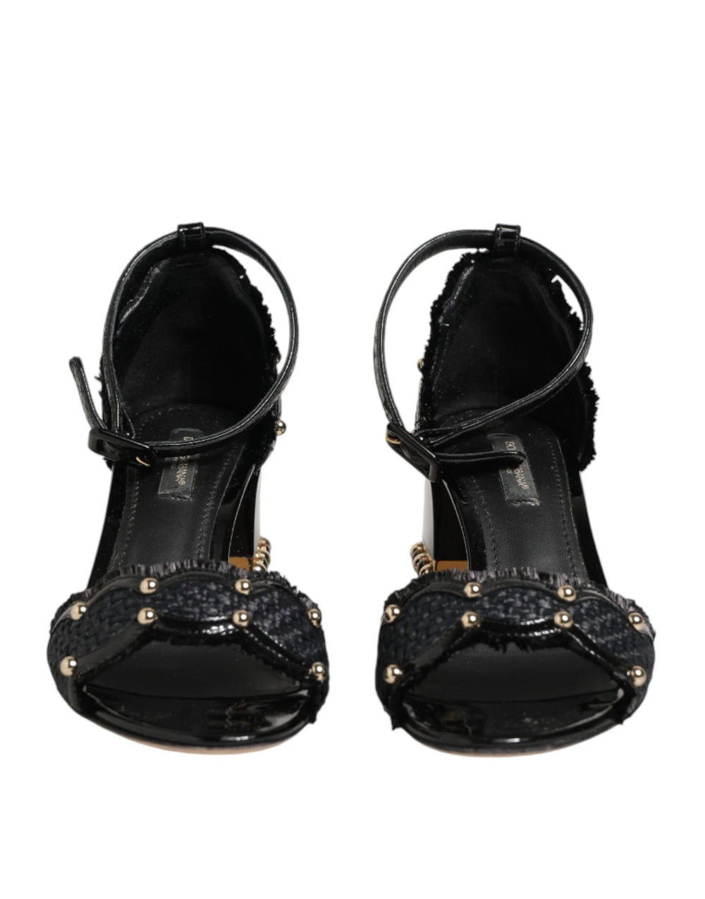 Dolce & Gabbana Black Studded Ankle Strap Sandals Shoes - EU36/US5.5