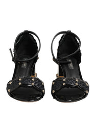 Dolce & Gabbana Black Studded Ankle Strap Sandals Shoes - EU36/US5.5