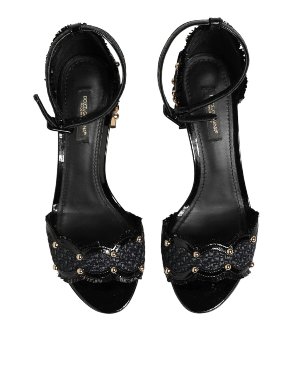 Dolce & Gabbana Black Studded Ankle Strap Sandals Shoes - EU36/US5.5