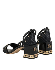 Dolce & Gabbana Black Studded Ankle Strap Sandals Shoes - EU36/US5.5 - Sandals