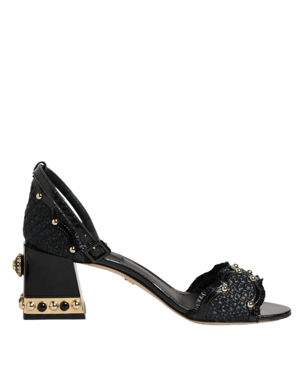 Dolce & Gabbana Black Studded Ankle Strap Sandals Shoes - EU36/US5.5