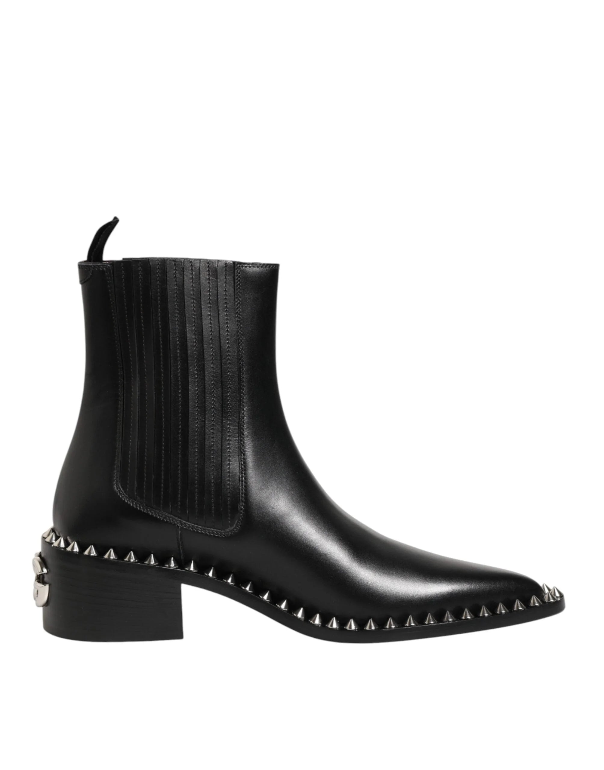 Dolce & Gabbana Black Studded Chelsea Short Ankle Boots Shoes - Boots