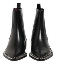 Dolce & Gabbana Black Studded Chelsea Short Ankle Boots Shoes - Boots