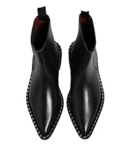 Dolce & Gabbana Black Studded Chelsea Short Ankle Boots Shoes - Boots