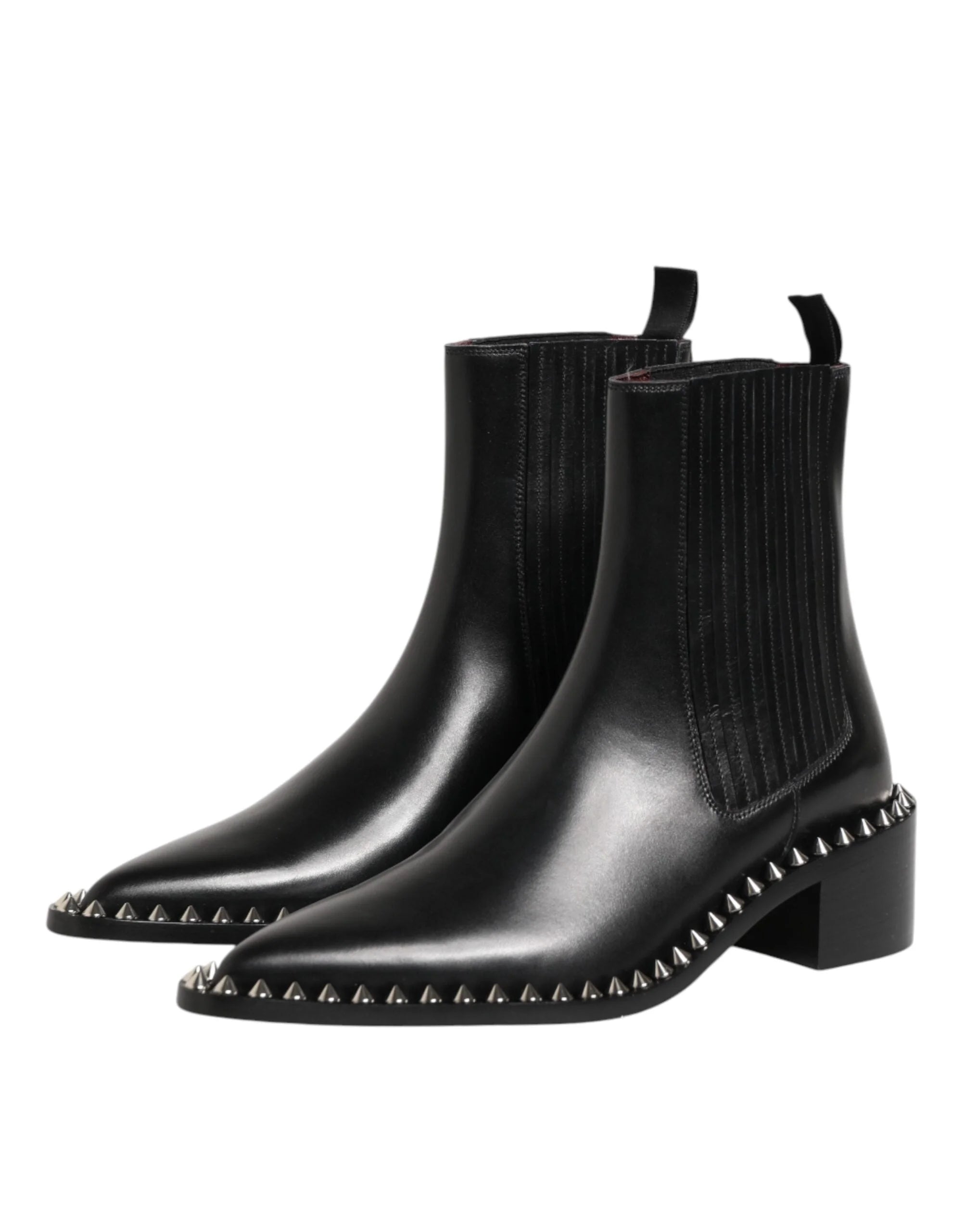 Dolce & Gabbana Black Studded Chelsea Short Ankle Boots Shoes - Boots
