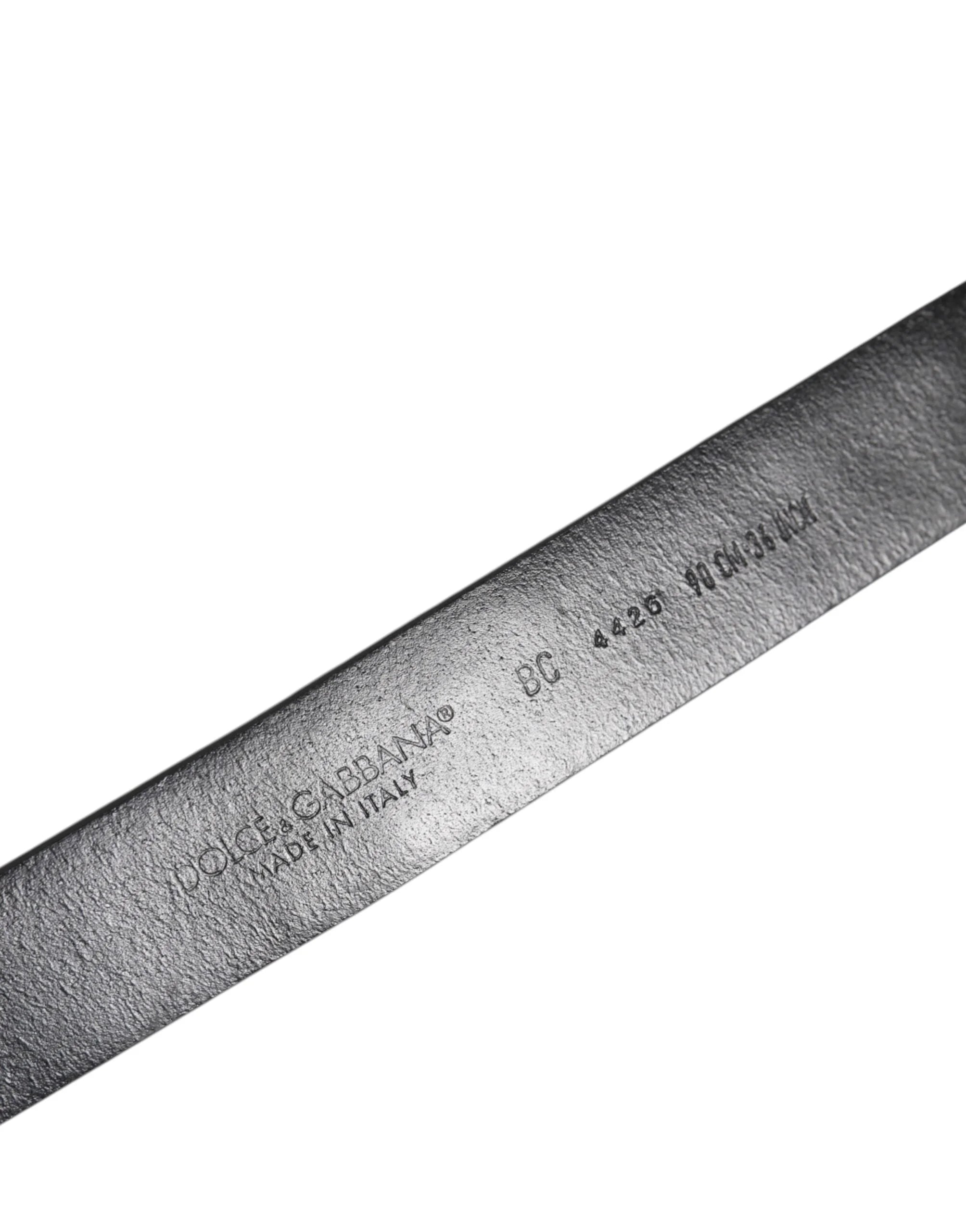 Dolce & Gabbana Black Studded Leather Metal Logo Buckle Belt - 90 cm / 36 Inches - Belts