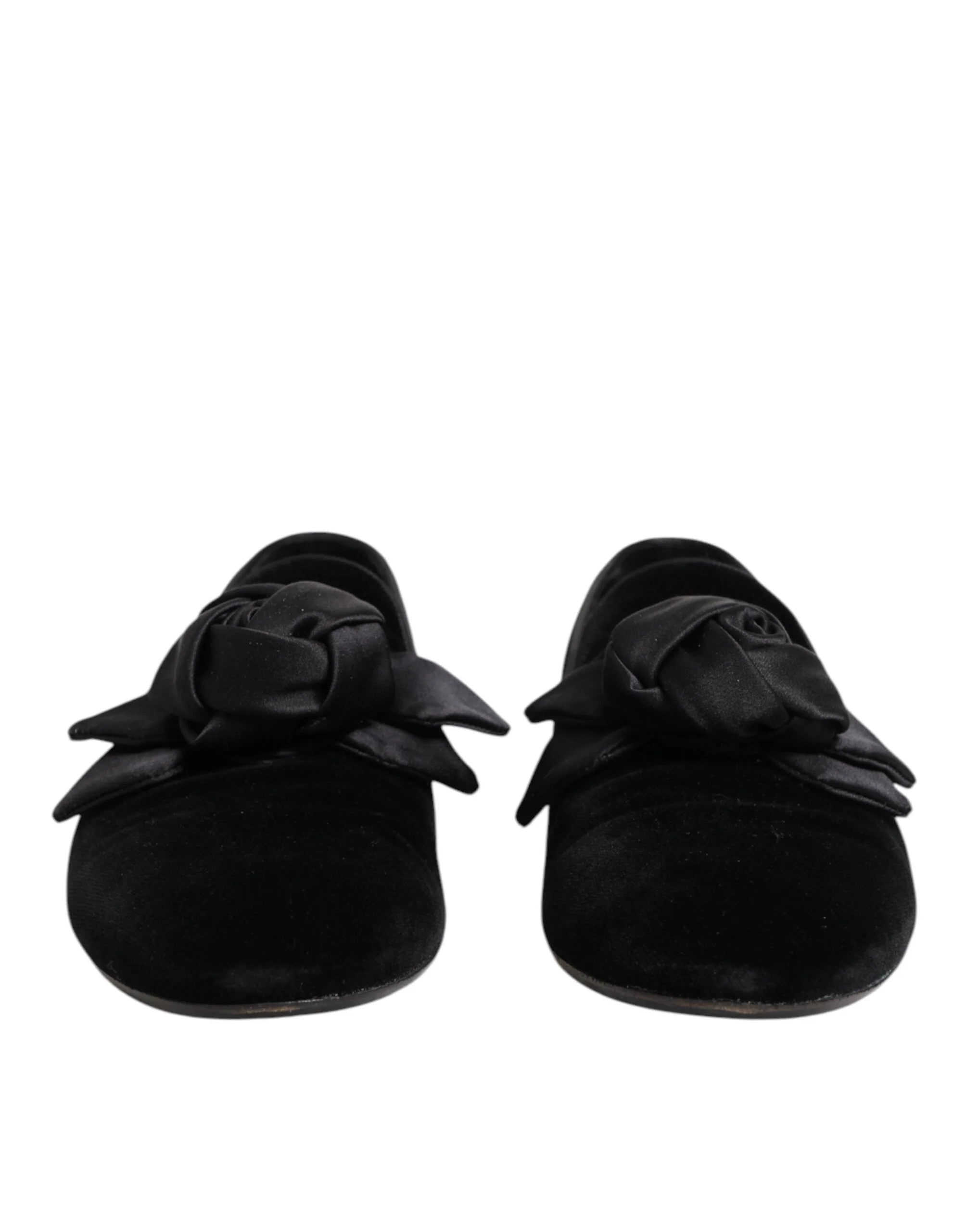 Dolce & Gabbana Black Suede Cotton Rose Slip On Loafers Shoes - EU43/US10