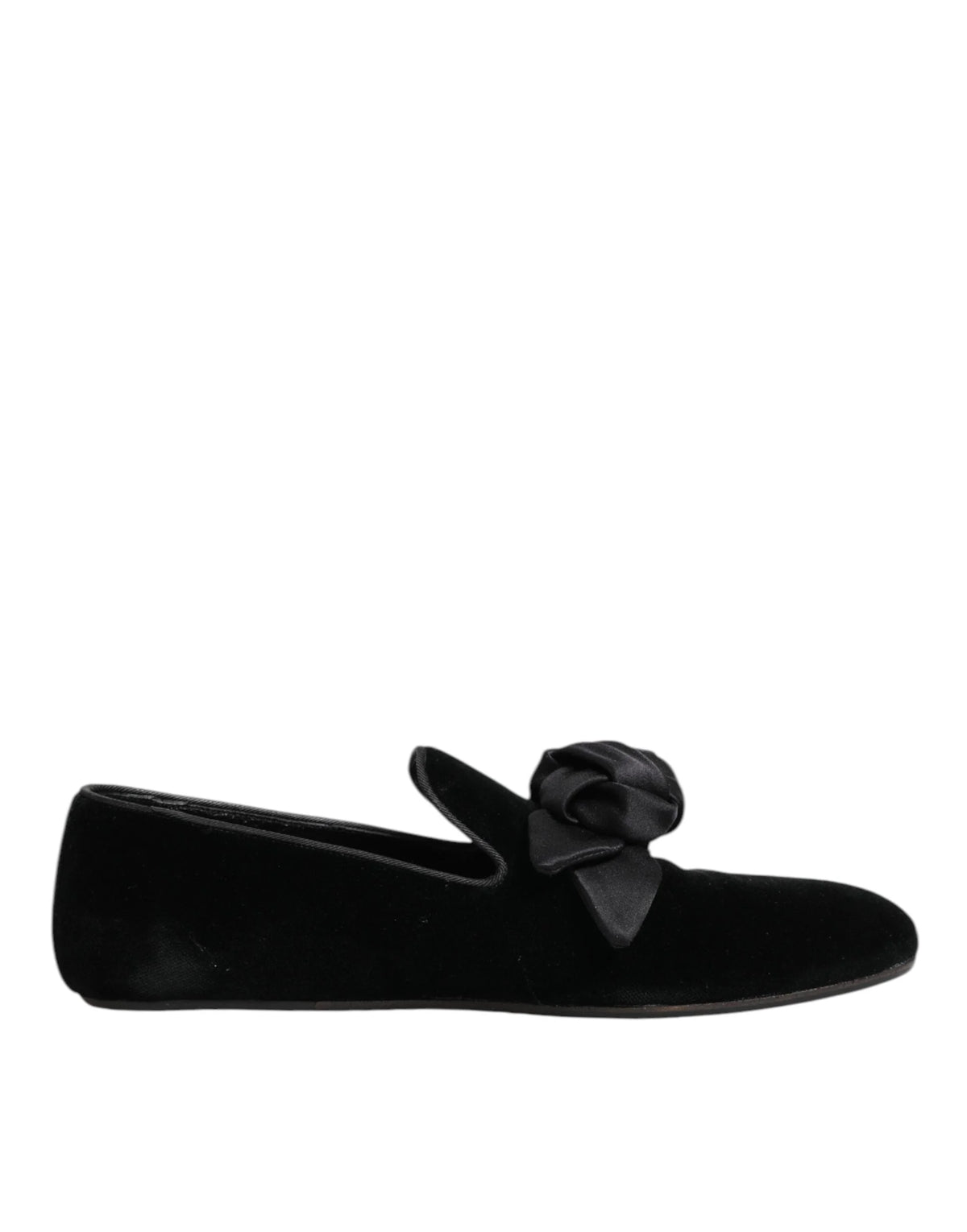 Dolce & Gabbana Black Suede Cotton Rose Slip On Loafers Shoes - EU43/US10 - Flats